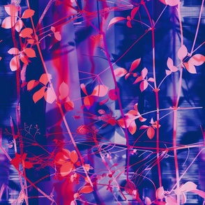 abstract botanical alternative photography process illustration with red and magenta and blue_140