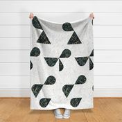 (XL) Celestial  minimalist rounded triangles - scratches and stains texture - Gold Teal Petrol Turquoise Black and White