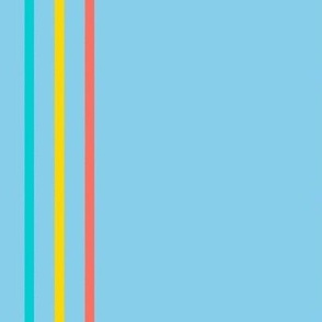 Beach Bird Tumble Stripes on Sky Blue