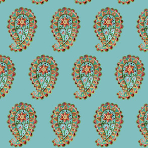 Paisley on Chinese turquoise background