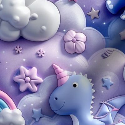 3D Pink and Purple Unisaurs Kids Decor