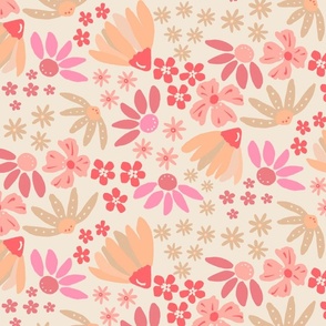 Whimsical Blushing Pink and Peach Fuzz Flowers