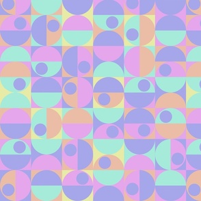 Pastel circles with Purple Polka Dots - Large