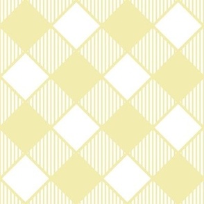 Diagonal Checks with Stripes in Yellow on White - Small