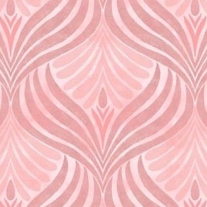 Tonal Abstract Floral Ogee with Texture in Pink_Medium