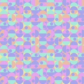 Pastel circles with Purple Polka Dots - Medium Scale