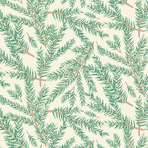 Green Fir Branches in Non Directional Pattern Christmas Decor Large Scale
