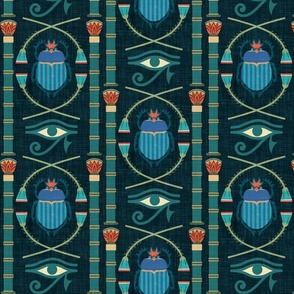 Papyrus_Beetle Fabric Dark Lapis