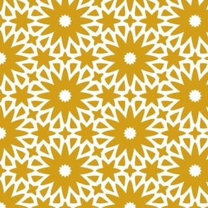 Minimalist Stars And Flowers Orange Gold