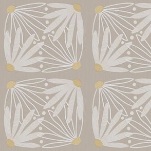 Hand Drawn Wood Daisies Beige