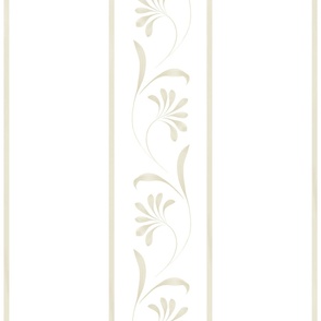 botanical ribbon border stripe - light beige_ white - watercolor traditional classic