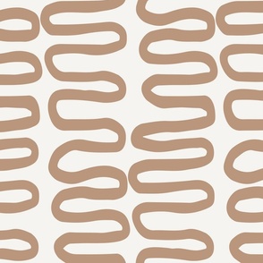 Squiggly Lines in Brown & Tan for Wallpaper & Fabric