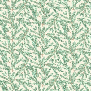 Green Fir Branches in Non Directional Pattern Christmas Decor Medium Scale