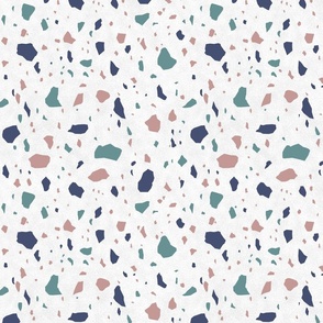 Terrazzo on white -  Whimsical Teal, pink, and blue - medium scale