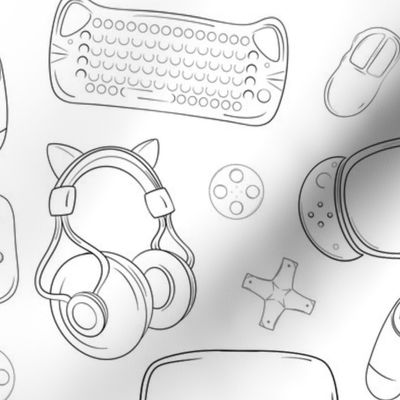 Geeky Gamer Essentials Line Art in White