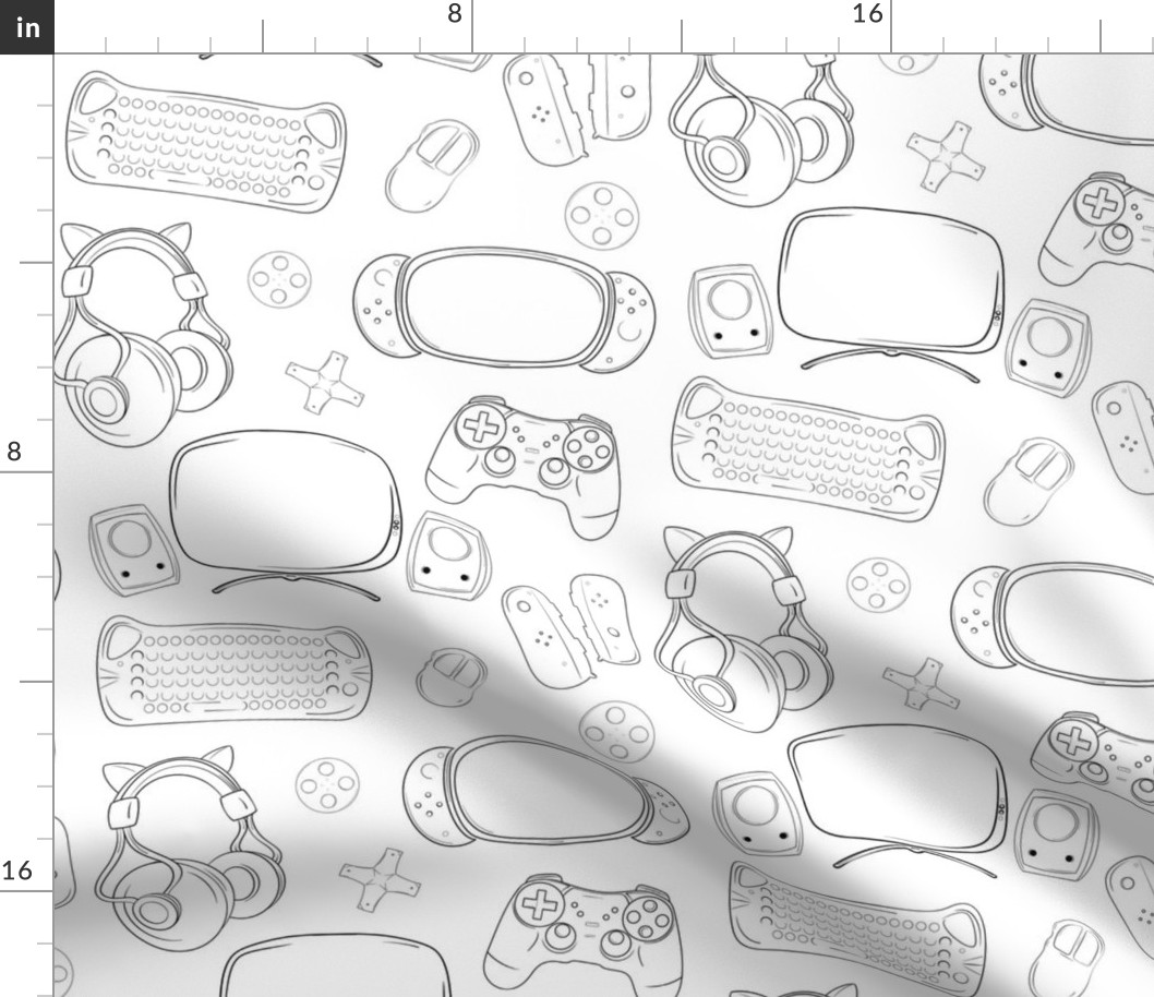 Geeky Gamer Essentials Line Art in White