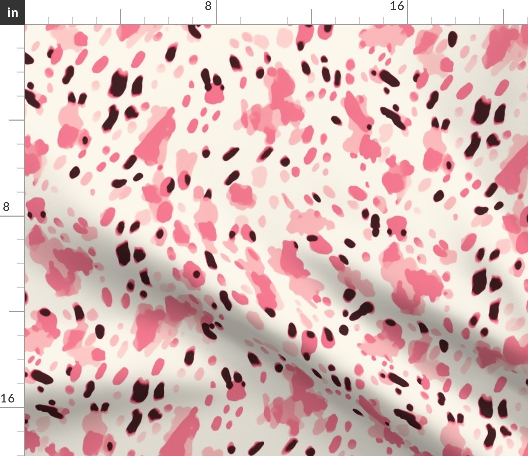 SMALL pink cow print fabric - strawberry cow fabric - Cow Print in Pink on Cream