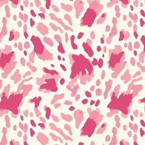 SMALL pink cow print fabric - strawberry cow fabric - Cow Print in Pink on Cream
