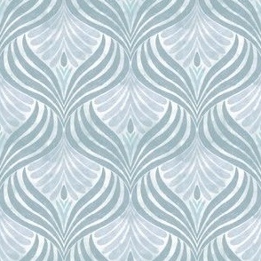 Tonal Abstract Floral Ogee with Texture in Teal_Small