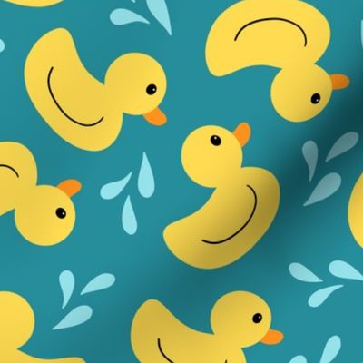 Splish Splash Rubber Ducks - cute rubber ducks splashing in water for kids bath time