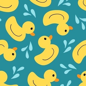 Splish Splash Rubber Ducks - cute rubber ducks splashing in water for kids bath time