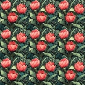Red Tulip Floral Design Pattern