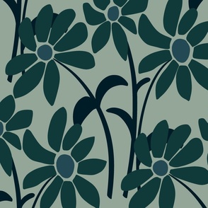 Country Floral - teal green