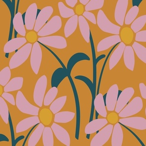 Country Floral -  mustard pink