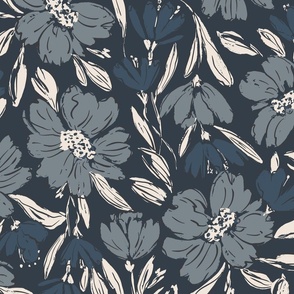 Fallen Blooms_Extra Large_Mid Blue-Navy Blue