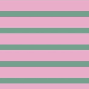 Light Rose Pink and Soft Mint Green Breton Stripes - Feminine Nautical French Sailor Stripe in Lilac and Crème de Menthe