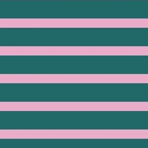 Dark Green and Light Rose Pink Breton Stripes - Feminine Nautical French Sailor Stripe in Everglade Green and Lilac