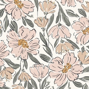 Fallen Blooms_Extra Large_Peach Dust_Ivory Cream