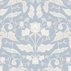 Victorian Mirrored Tulip Flowers in light blue and beige
