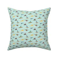 Dinosaur Surf Party - Retro Aqua - Small