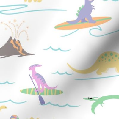 Dinosaur Surf Party - Retro Pastel