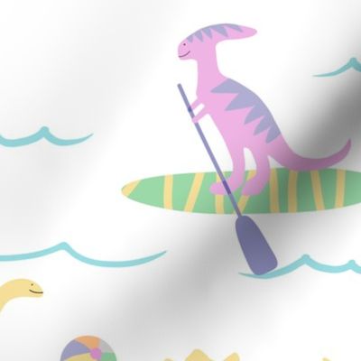 Dinosaur Surf Party - Retro Pastel - Large