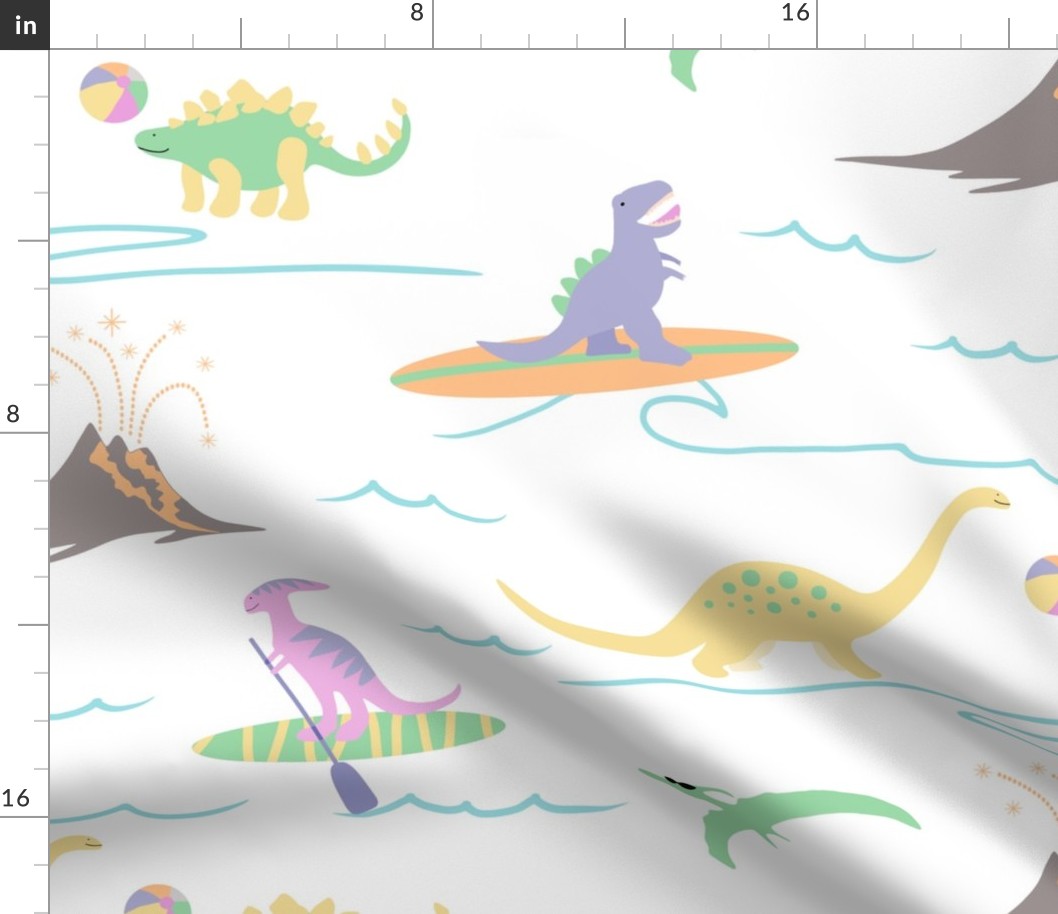 Dinosaur Surf Party - Retro Pastel - Large