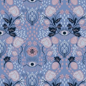 florals and eyeballs - periwinkle 