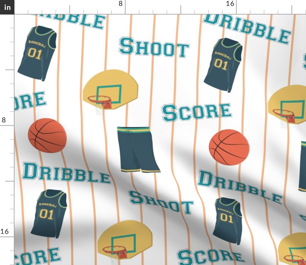 Basketball Sport Dribble Shoot Score Fabric
