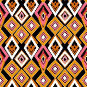 geometric ethnic yellow pink black pattern