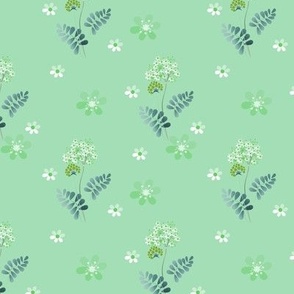 bright mint floral pattern retro solid