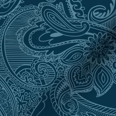 Teal Paisley Tranquility: Elegant Patterns in Harmonious Hues