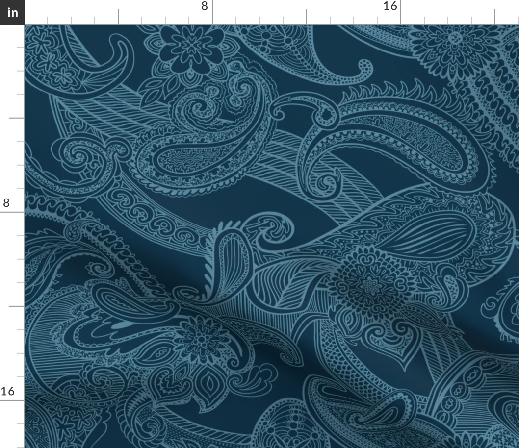 Teal Paisley Tranquility: Elegant Patterns in Harmonious Hues