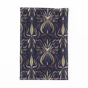 Delicate Damask Navy and Gold