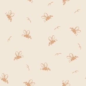 honey peach bees on cream beige