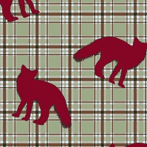 Natural Christmas Fox on Plaid