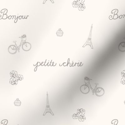 My little Paris Bonjour Petite Cherie in French Grey and Off White | Small Version