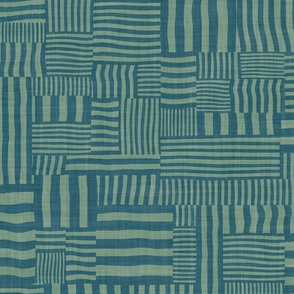 Patchwork Rug Cheater Quilt Stripes - Cerulean Blue - XL (How Bazaar)