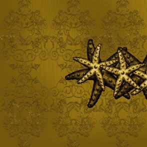 Metal Starfish Cluster [fat quarter, gold]
