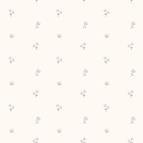 My Little Paris Dainty Flowers in French Grey on Off White Background | Small Version